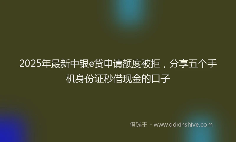 2025年最新中银e贷申请额度被拒，分享五个手机身份证秒借现金的口子