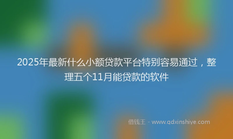 2025年最新什么小额贷款平台特别容易通过，整理五个11月能贷款的软件