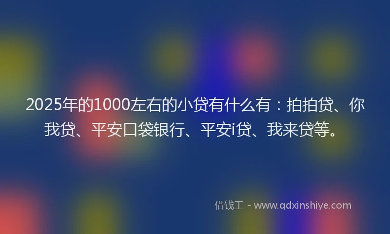 2025年的1000左右的小贷有什么有：拍拍贷、你我贷、平安口袋银行、平安i贷、我来贷等。