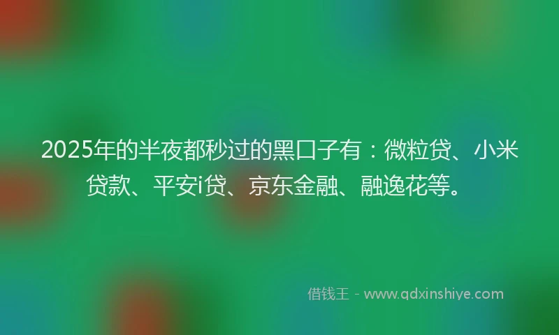 2025年的半夜都秒过的黑口子有：微粒贷、小米贷款、平安i贷、京东金融、融逸花等。