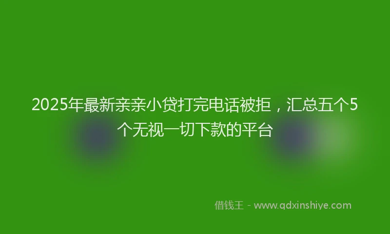 2025年最新亲亲小贷打完电话被拒，汇总五个5个无视一切下款的平台