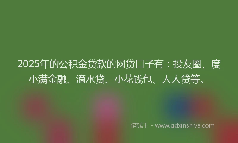 2025年的公积金贷款的网贷口子有：投友圈、度小满金融、滴水贷、小花钱包、人人贷等。