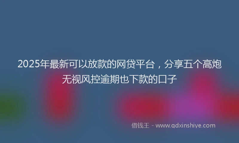 2025年最新可以放款的网贷平台，分享五个高炮无视风控逾期也下款的口子