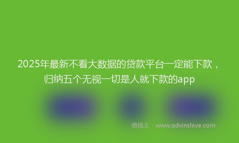 2025年最新不看大数据的贷款平台一定能下款，归纳五个无视一切是人就下款的app