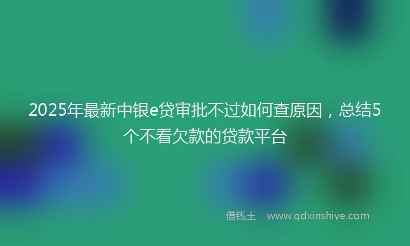 2025年最新中银e贷审批不过如何查原因，总结5个不看欠款的贷款平台