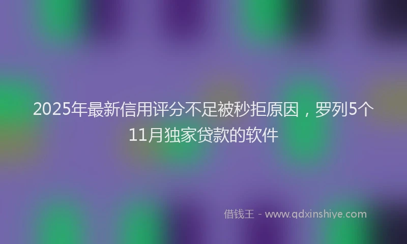 2025年最新信用评分不足被秒拒原因，罗列5个11月独家贷款的软件