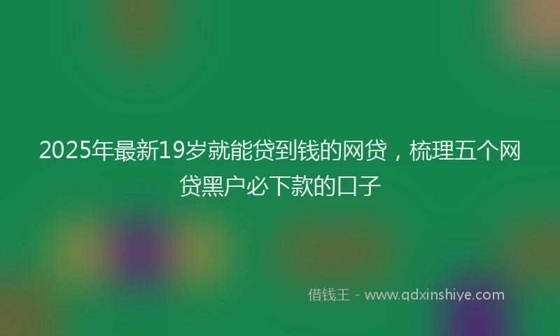 2025年最新19岁就能贷到钱的网贷，梳理五个网贷黑户必下款的口子