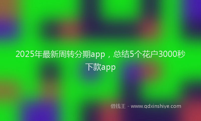 2025年最新周转分期app，总结5个花户3000秒下款app