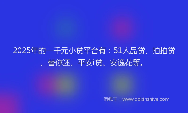 2025年的一千元小贷平台有：51人品贷、拍拍贷、替你还、平安i贷、安逸花等。