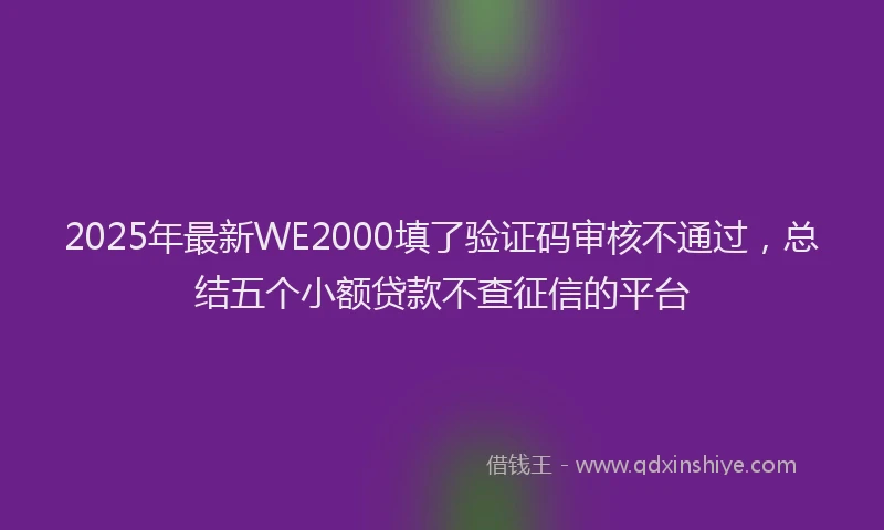 2025年最新WE2000填了验证码审核不通过，总结五个小额贷款不查征信的平台