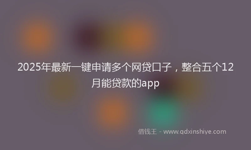 2025年最新一键申请多个网贷口子，整合五个12月能贷款的app