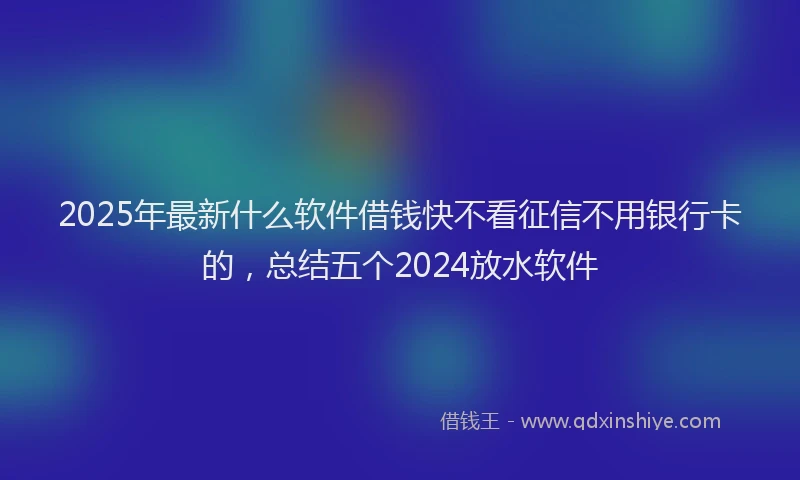 2025年最新什么软件借钱快不看征信不用银行卡的，总结五个2024放水软件