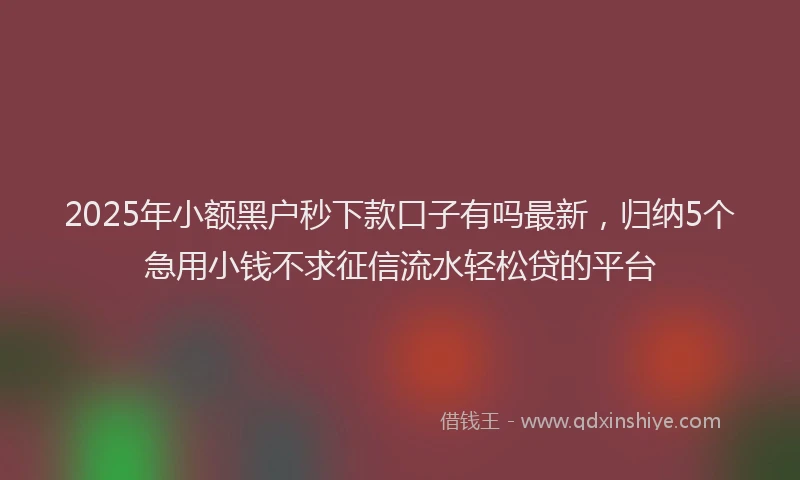 2025年小额黑户秒下款口子有吗最新，归纳5个急用小钱不求征信流水轻松贷的平台