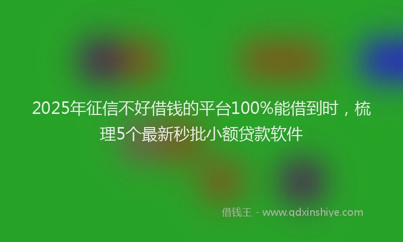 2025年征信不好借钱的平台100%能借到时，梳理5个最新秒批小额贷款软件