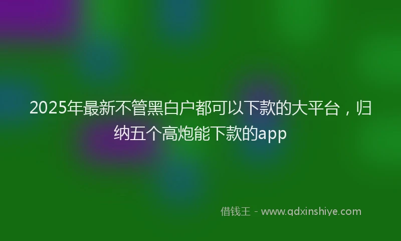2025年最新不管黑白户都可以下款的大平台，归纳五个高炮能下款的app