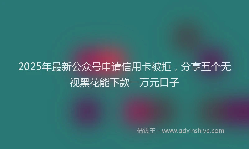 2025年最新公众号申请信用卡被拒，分享五个无视黑花能下款一万元口子
