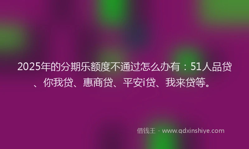 2025年的分期乐额度不通过怎么办有：51人品贷、你我贷、惠商贷、平安i贷、我来贷等。