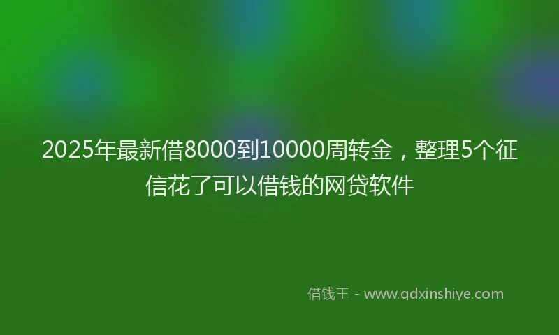 2025年最新借8000到10000周转金，整理5个征信花了可以借钱的网贷软件