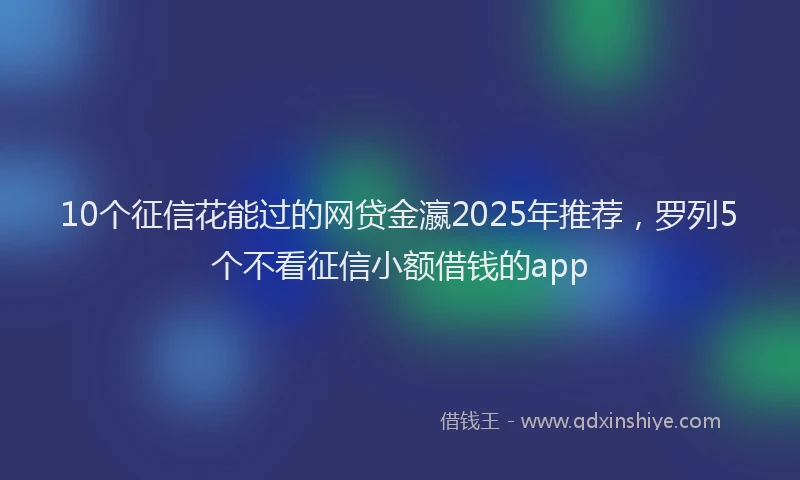 10个征信花能过的网贷金瀛2025年推荐，罗列5个不看征信小额借钱的app