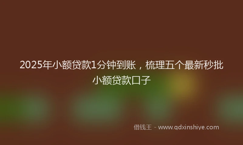 2025年小额贷款1分钟到账，梳理五个最新秒批小额贷款口子