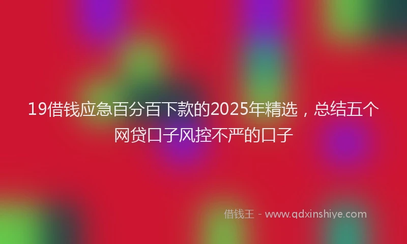 19借钱应急百分百下款的2025年精选，总结五个网贷口子风控不严的口子