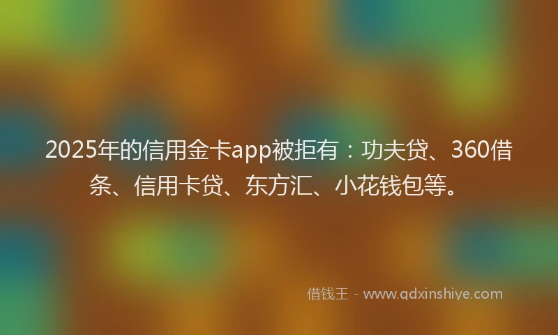 2025年的信用金卡app被拒有：功夫贷、360借条、信用卡贷、东方汇、小花钱包等。