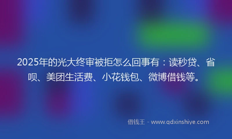 2025年的光大终审被拒怎么回事有：读秒贷、省呗、美团生活费、小花钱包、微博借钱等。