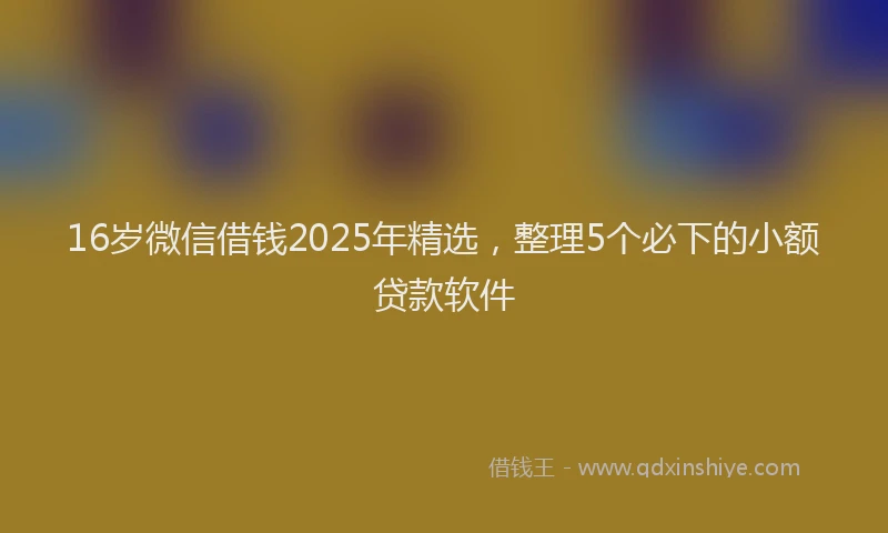 16岁微信借钱2025年精选，整理5个必下的小额贷款软件