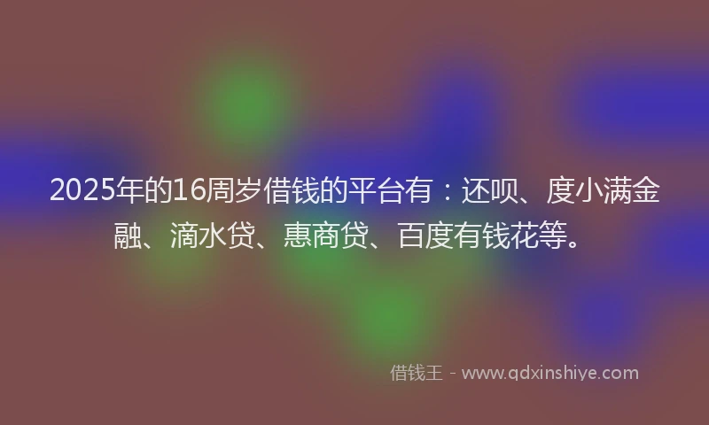 2025年的16周岁借钱的平台有：还呗、度小满金融、滴水贷、惠商贷、百度有钱花等。