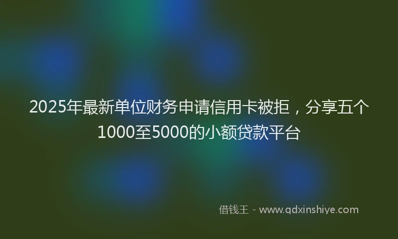 2025年最新单位财务申请信用卡被拒，分享五个1000至5000的小额贷款平台