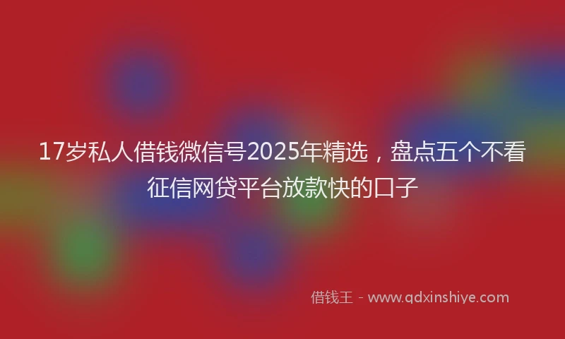 17岁私人借钱微信号2025年精选，盘点五个不看征信网贷平台放款快的口子