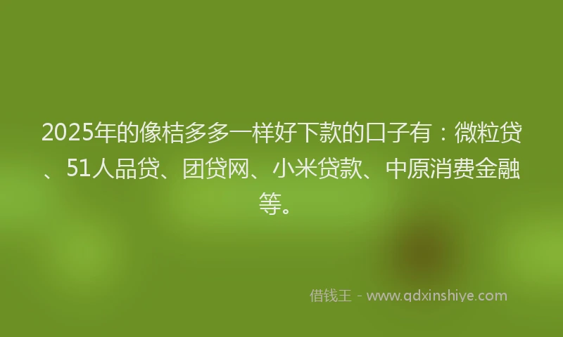 2025年的像桔多多一样好下款的口子有：微粒贷、51人品贷、团贷网、小米贷款、中原消费金融等。