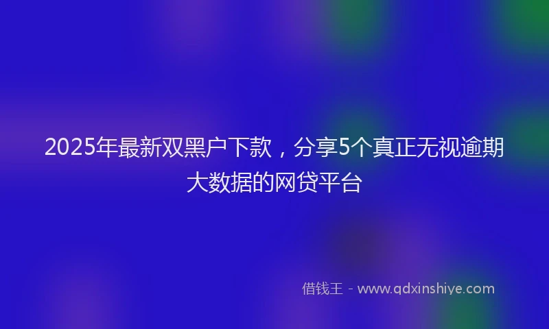 2025年最新双黑户下款，分享5个真正无视逾期大数据的网贷平台