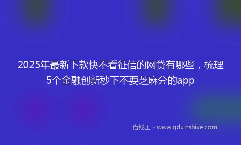 2025年最新下款快不看征信的网贷有哪些，梳理5个金融创新秒下不要芝麻分的app