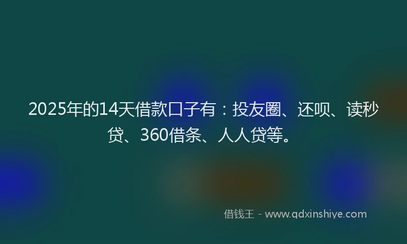 2025年的14天借款口子有：投友圈、还呗、读秒贷、360借条、人人贷等。