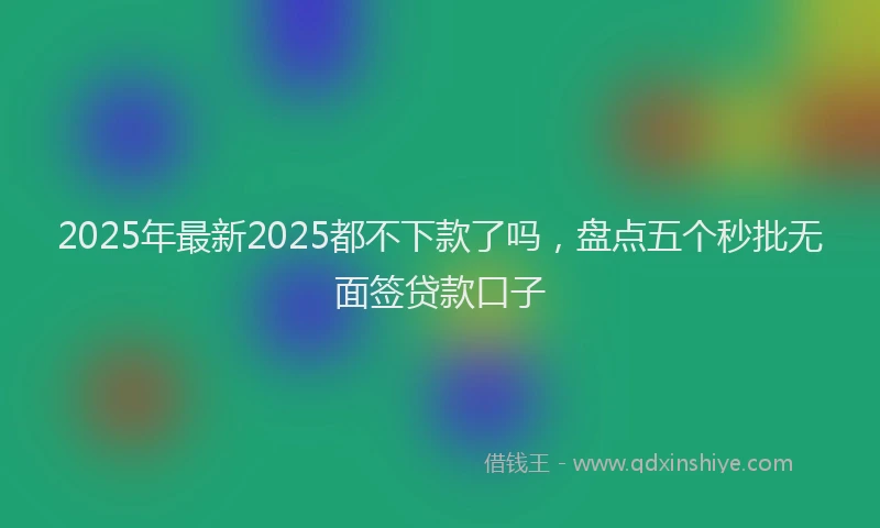 2025年最新2025都不下款了吗，盘点五个秒批无面签贷款口子