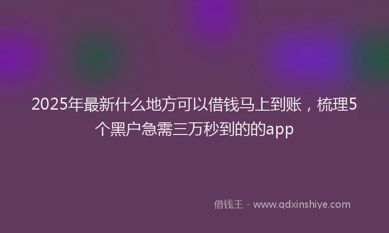 2025年最新什么地方可以借钱马上到账，梳理5个黑户急需三万秒到的的app