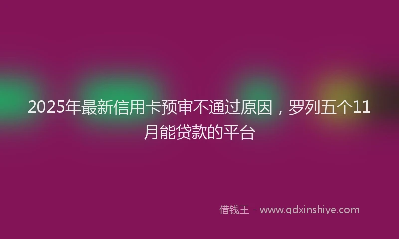 2025年最新信用卡预审不通过原因，罗列五个11月能贷款的平台
