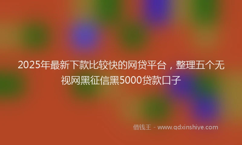 2025年最新下款比较快的网贷平台，整理五个无视网黑征信黑5000贷款口子