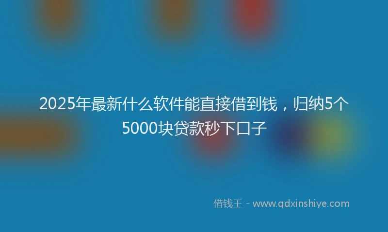2025年最新什么软件能直接借到钱，归纳5个5000块贷款秒下口子