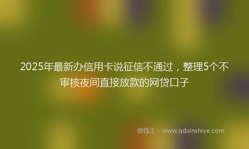2025年最新办信用卡说征信不通过，整理5个不审核夜间直接放款的网贷口子