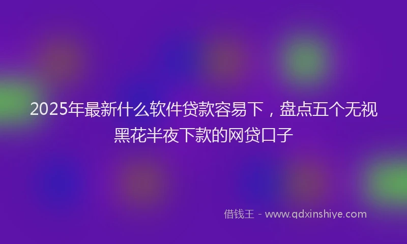 2025年最新什么软件贷款容易下，盘点五个无视黑花半夜下款的网贷口子