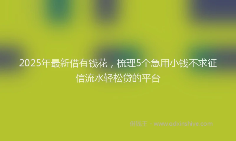 2025年最新借有钱花，梳理5个急用小钱不求征信流水轻松贷的平台