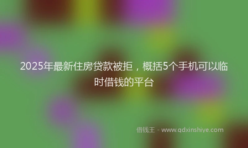 2025年最新住房贷款被拒，概括5个手机可以临时借钱的平台