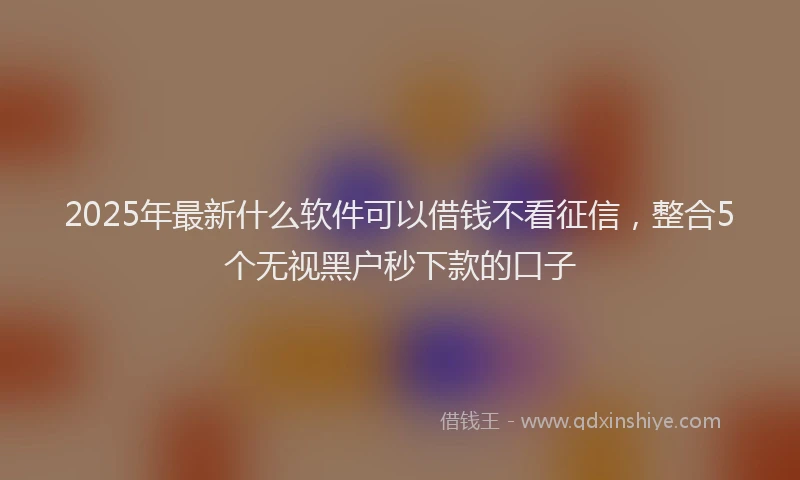 2025年最新什么软件可以借钱不看征信，整合5个无视黑户秒下款的口子