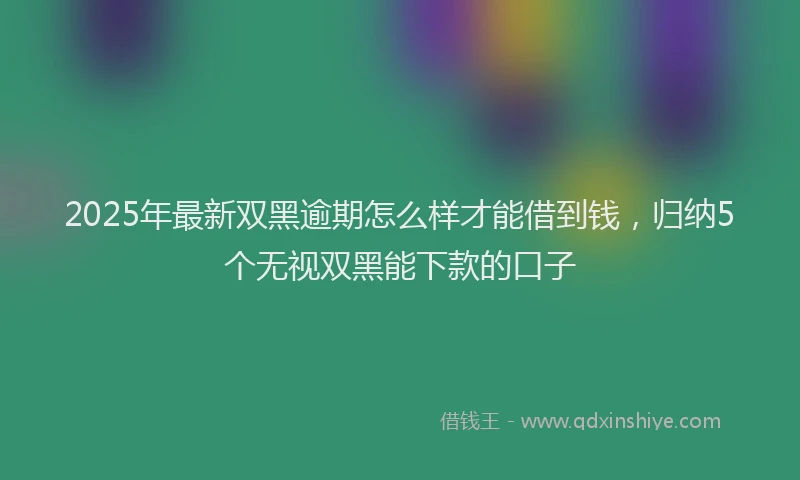 2025年最新双黑逾期怎么样才能借到钱，归纳5个无视双黑能下款的口子