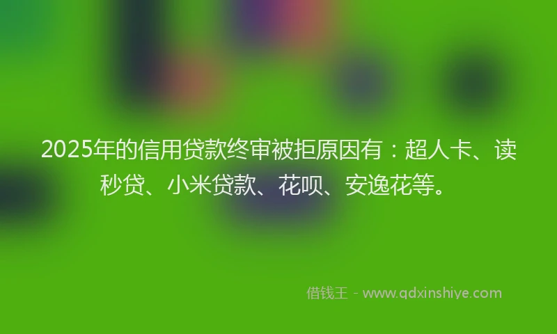 2025年的信用贷款终审被拒原因有：超人卡、读秒贷、小米贷款、花呗、安逸花等。