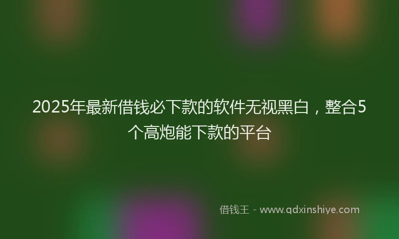 2025年最新借钱必下款的软件无视黑白，整合5个高炮能下款的平台