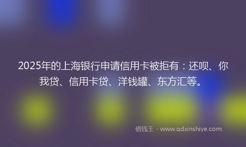 2025年的上海银行申请信用卡被拒有：还呗、你我贷、信用卡贷、洋钱罐、东方汇等。