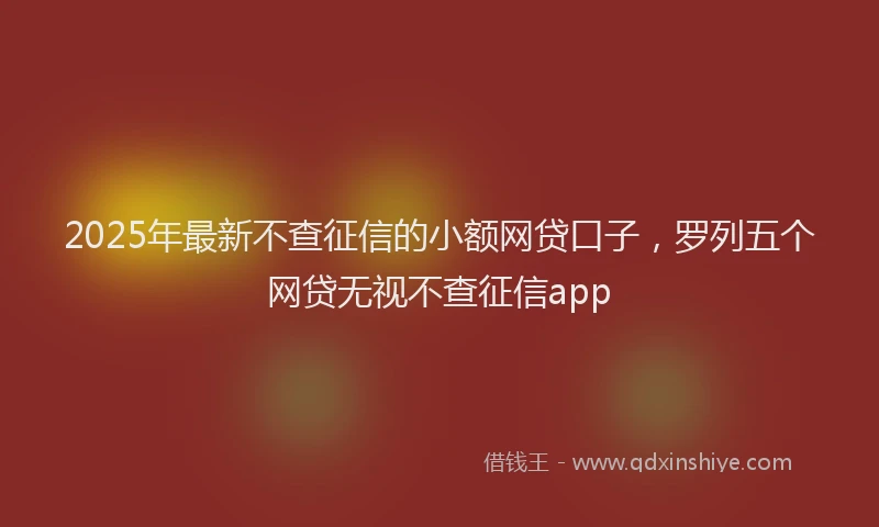 2025年最新不查征信的小额网贷口子，罗列五个网贷无视不查征信app